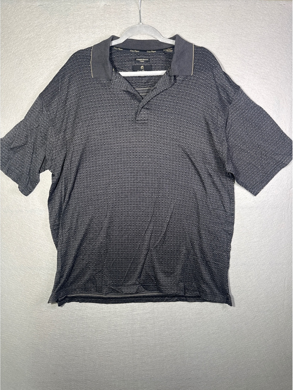 Gary Player Men's XXL Black Patterned Cotton Polo Shirt